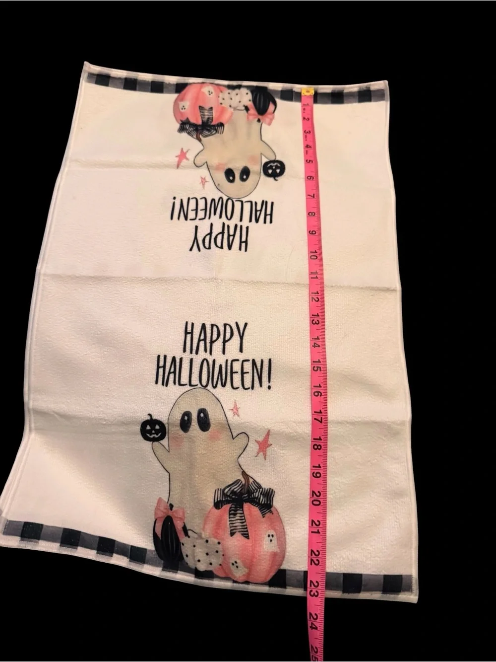 Set of 2 Pink Pumpkin Ghost Halloween Hand Towels Spooky Decor